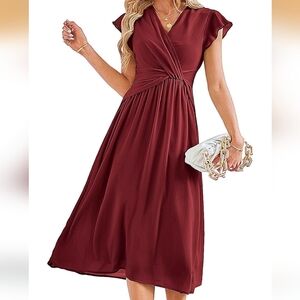 Elegant Burgundy Midi Dress